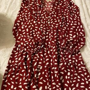 Red and White Patterned Dress